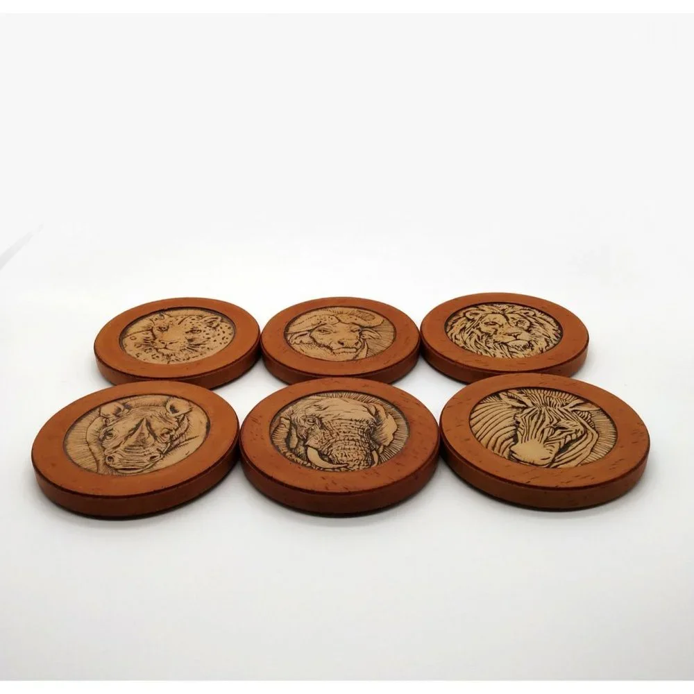 6 Piece Coaster Set Safari Animals by A Taste of Africa